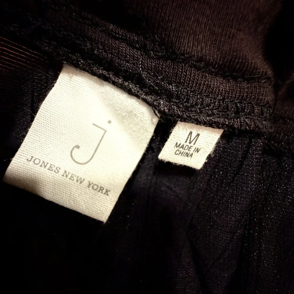 Jones Womens Black Wide Leg Textured Pull On Pants M High Rise Flowy Lightweight - Picture 5 of 9